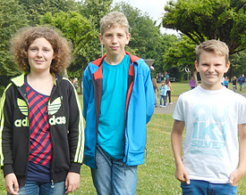 Sandra, Felix und Joel aus der Klasse 7 gehren zu den Jahrgansbesten Heureka-Teilnehmern am EMG