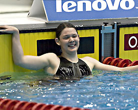 Grund zur Freude: Bei den Deutschen Meisterschaften 2008 in Berlin erreicht Sabrina Marzahn das 400-m-Freistil-Finale