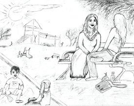 Christina Ettmann und Blerina Kamberaj haben ihre Vorstellung von Integration auf einem Bild festgehalten